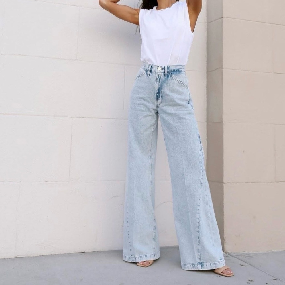 FRAME Le Baggy Palazzo Denim Wide Leg Pants